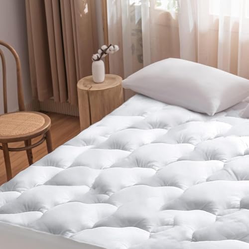 WhatsBedding Waterproof Mattress Topper Queen Size Cotton Top Down