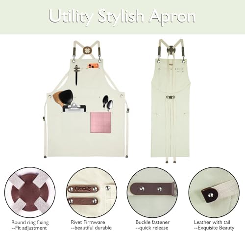 5 Pack Kitchen Apron, Work Apron, Canvas Apron, White