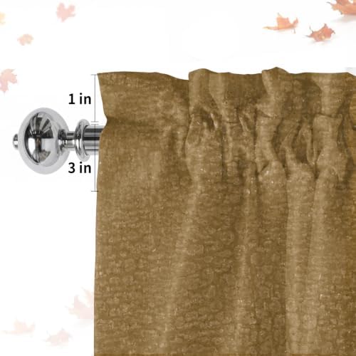 Vintage Brown Window Curtains 72 Inch Length, Modern Minimalist Solid