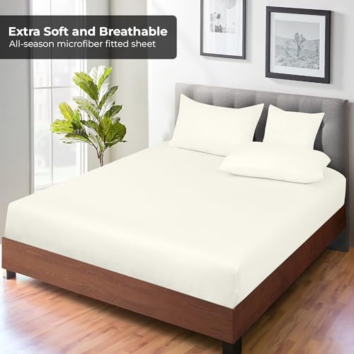Microfiber Full Fitted Sheet, Fits Up to 16 Inches Deep Pocket - Ivory