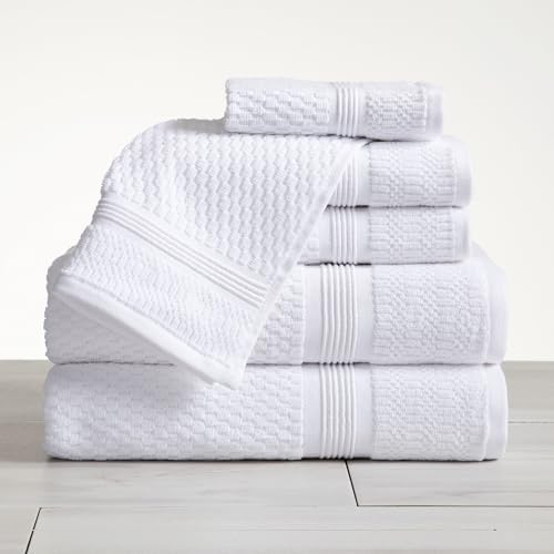Market & Place 100% Cotton Waffle Weave 6 Piece Towel Set – Soft
