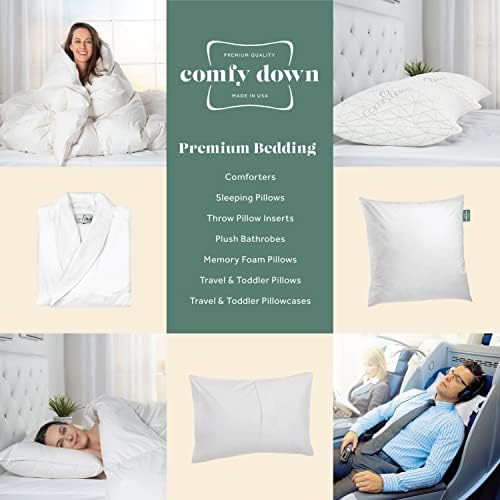 ComfyDown 20x20 Throw Pillow Insert, Down & Feather Fill, 100% Cotton