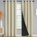 Yakamok Light Cream Blackout Curtains 84 inches Long for Bedroom 52"