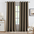 Vision Home Brown Linen Full Blackout Curtains Grommet Total Room