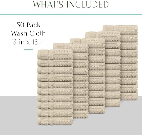 Home Weavers Willow Collection Wash Cloths Set of 50 | 100% Cotton