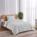 Gray Florals Duvet Cover Queen Size, Quilt Cover 90"x90" with Zipper