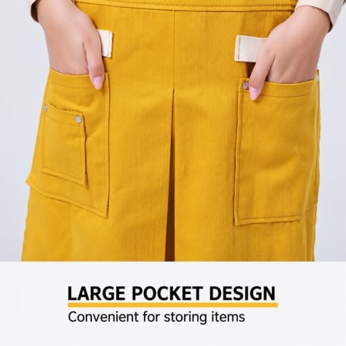 Twill Cotton Canvas Chef Aprons for Women Men with Large Pockets