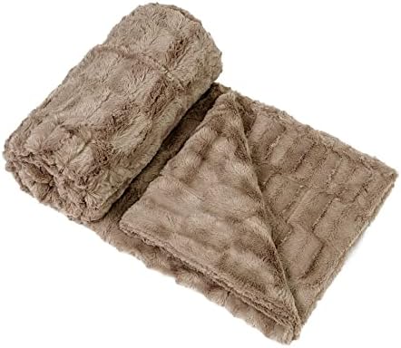 Home Soft Things Brown Saga Double Sided Faux Fur Throw, 50" x 60"