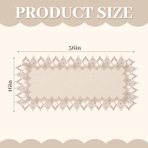 Beige Lace Coffee Table Runners 36 inches Neutral Linen Table Runner