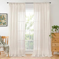 BGment Oatmeal Semi Sheer Line Curtains for Living Room 84 Inch Length