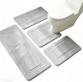 Memory Foam Bath Mat Set of 4, Quick Dry Absorbent Bathroom Rugs, Gray