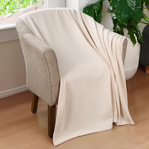 Diamond All-Season Cotton Blanket, Soft Breathable Diamond Weave Bed