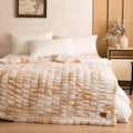 YUSOKI 1000GSM Bubble Faux Rabbit Fur Throw Blanket, Taupe Tie-Dye