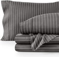 Bare Home Printed Sheet Set (Twin XL, Pinstripe - Grey/White)