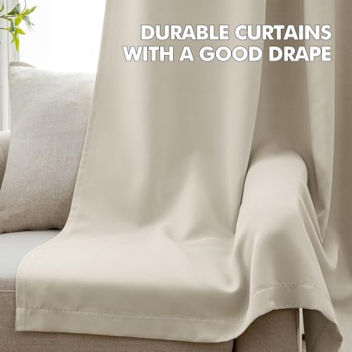 MIULEE Cream Beige Blackout Bedroom Curtains Drapes 84 Inch Long