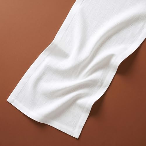 Solino Home 100% Pure Linen Table Runner White Long, Fete 14 x 90 in
