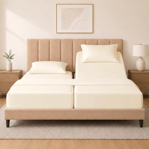 100% Egyptian Cotton Split King Sheets Sets for Adjustable Bed