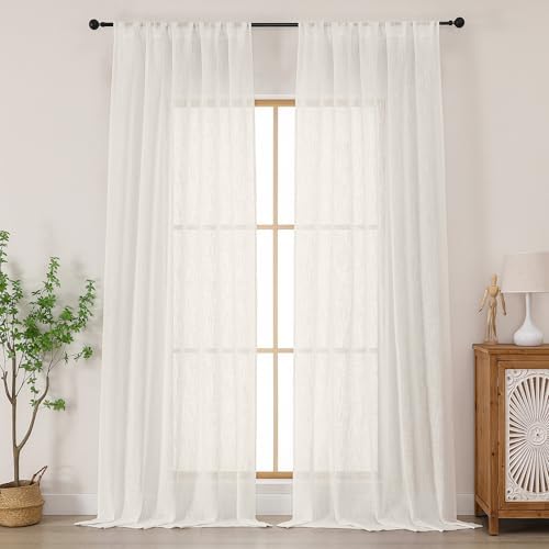 Chyhomenyc Extra Long Ivory Semi Sheer Curtains 108 Inches Long 2
