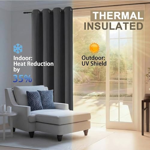 100% Blackout Curtains for Bedroom - Solid Thermal Insulated Thick