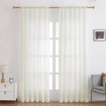Semi Sheer Rod Pocket Curtains 50W x 108L 2 Panels, Cream White