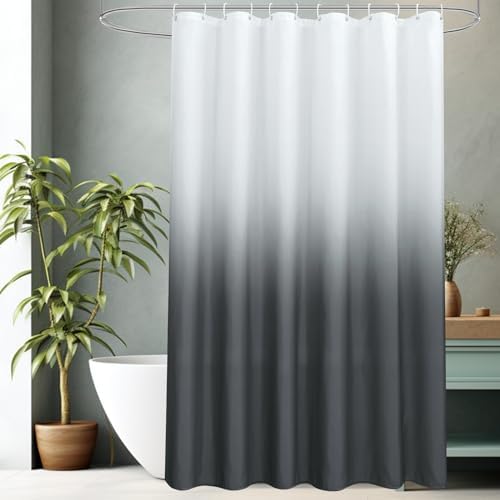 AooHome Fabric Shower Curtains, Cloth Ombre Grey Shower Curtain Sets