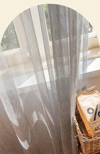 Light Gray Sheer Curtains 63 inch Length 2 Panels Set, Solid Color