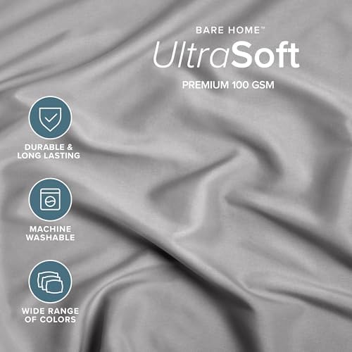 Bare Home King Fitted Sheet - 1800 Ultra-Soft (King, Light Grey)