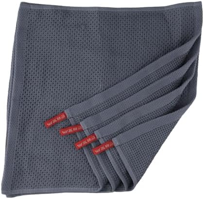 Set of 4 Cotton Tea Towels, Super Absorbent Waffle Cleaning Cloths for