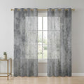 Concrete Texture Sheer Curtains 63 Inch Long 2 Panels, Industrial
