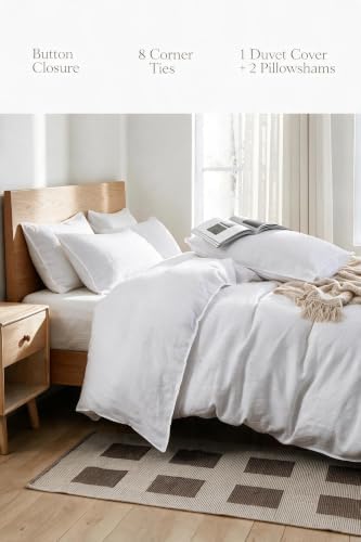 100% Linen Duvet Cover Set 3pcs Basic Style Natural French Washed Flax