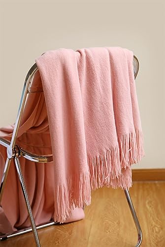 50 * 70IN Knit Throw Blanket Tassel Edge Cozy Nap Office Use,Beige