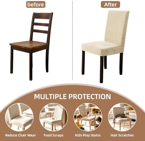 Dining Chair Covers for Dining Room Set of 4, Soft Thick Chenille