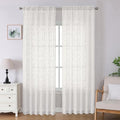 Lecloud Leia Ivory Sheer Curtains 96 Inches Long 2 Panels, Airy Voile