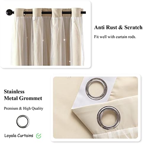 Loyala Beige Curtains for Bedroom Living Room 108 Inches Long, 2