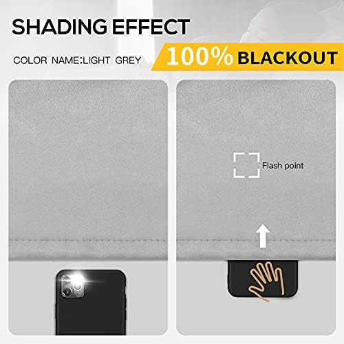 Yakamok Light Grey Blackout Curtains 63 inches Long for Bedroom, 52"