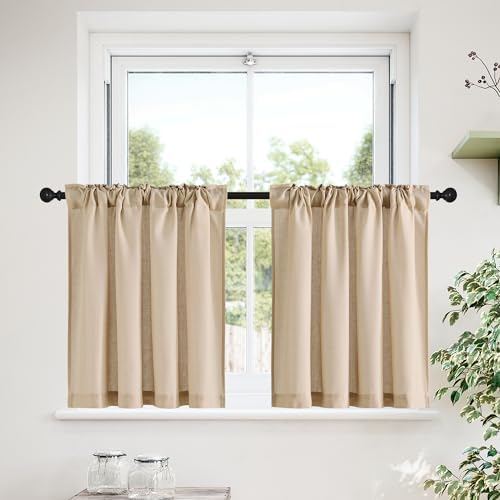 NICETOWN 2 Panles 55" x 96" Grommet Linen Curtains with 2 Panels 42" x