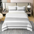 Feelyou Light Gray Striped Duvet Cover 100% Cotton King Size