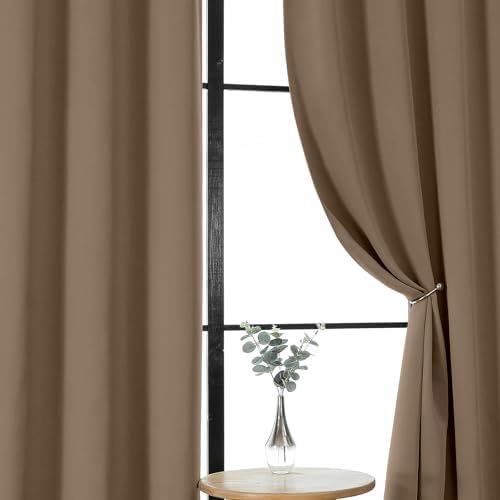 Gwine Brown Blackout Curtains 72 Inches Long 2 Panels for Living Room