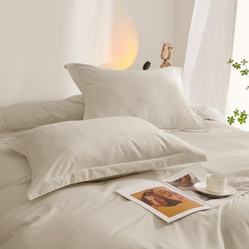 Beige Duvet Cover Queen Size, Ultra Soft 3 Piece Bedding Duvet Cover