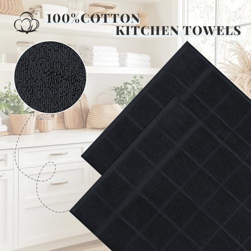 Homaxy 100% Cotton Kitchen Towels 18"x28", 6 Pack Dish Towels, Black