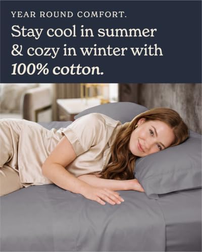 Beckham Hotel Collection 100% Cotton King Sheet Set, 4-Piece, Dark