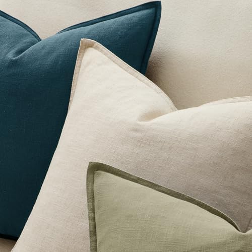 ANRODUO Decorative Linen Pillow Covers 22x22 Light Olive Green Pack of