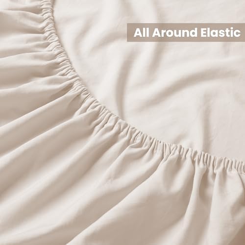 4 Piece Queen Bed Sheet Set, Washed Fitted Sheet, Flat Sheet,2