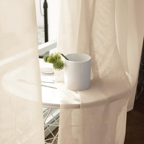 MIULEE Solid Color Sheer Curtains 84 Inches Long 2 Panels Set
