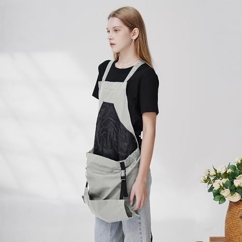 Multiple pockets versatile apron,neutral style canvas adjustable