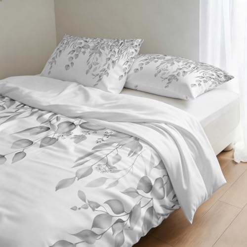 3 Pieces Duvet Cover Farmhouses Watercolor Eucalyptus Leaf Luxury Soft