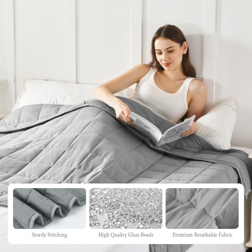 Topblan Cooling Weighted Blanket for Adults, 10 lbs 48 x 72 Twin Size