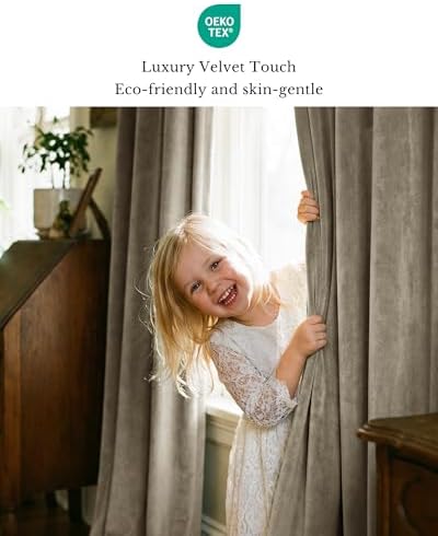 StangH Taupe Room Darkening Curtains 84 inches Back Tab, 2 Panels