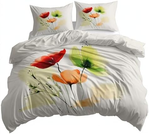 King Size Gray Duvet Cover 3 Pieces Set 102 x 91 inches, Watercolor