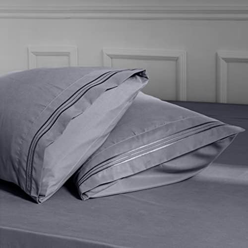 Aormenzy Microfiber Pillow Cases, Queen Size, Grey, Set of 4